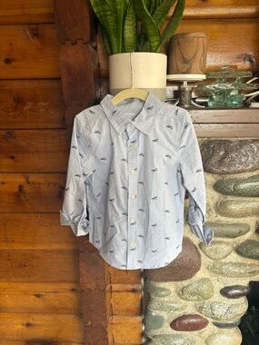 3/$25 OshKosh B'gosh Planes Light Blue Button-Down Boys Size 5T